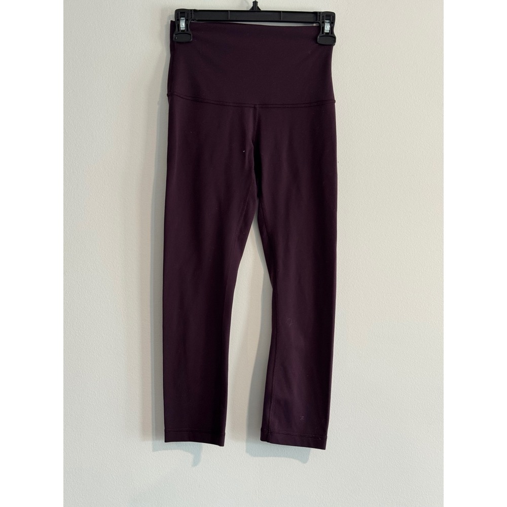 Lululemon Wunder Under Crop Women 4 Plum High Rise Leggings